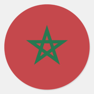 Pegatina Redonda Bandera Marruecos/Marruecos