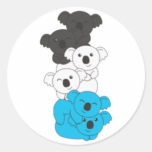 Pegatina Redonda Bandera Mascica Orgullo Lgbtq Cute Koala Pile Clas
