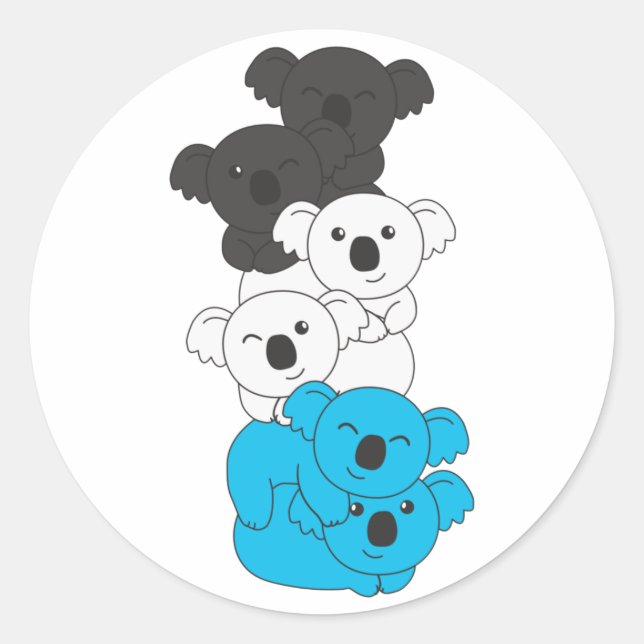 Pegatina Redonda Bandera Mascica Orgullo Lgbtq Cute Koala Pile Clas (Anverso)