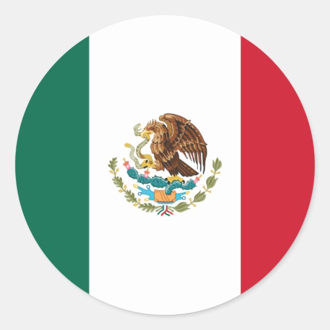 Pegatina Redonda Bandera mexicana, bandera de México (Anverso)