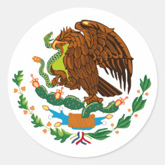 Pegatina Redonda Bandera mexicana/Escudo mexicano de armas