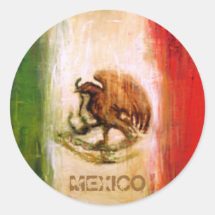 PEGATINA REDONDA BANDERA MEXICANA - ESTILO DE MÉXICO