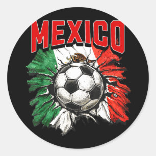 Pegatina Redonda bandera mexicana fútbol méxico orgullo futbol fami