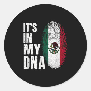 Pegatina Redonda Bandera Mexicana México está en mi Adn