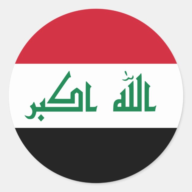 Pegatina Redonda Bandera nacional actual de Iraq (Anverso)