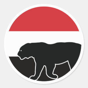 Pegatina Redonda Bandera nacional animal yemení leopardo de Yemen