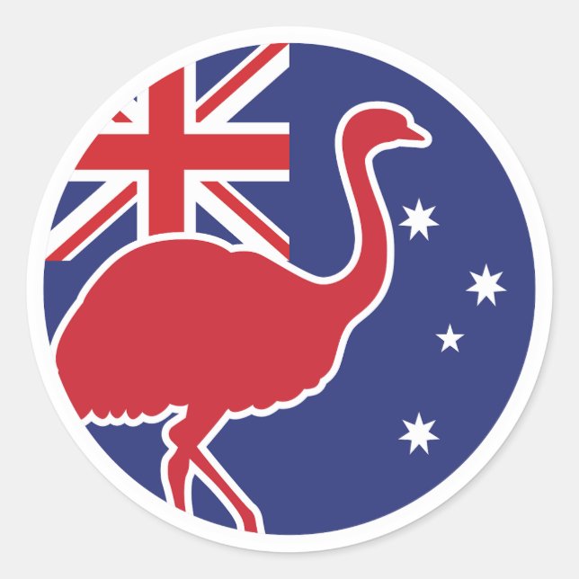 Pegatina Redonda Bandera nacional australiana de Australia Emu (Anverso)