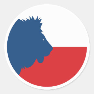 Pegatina Redonda Bandera nacional checa de animales de la República