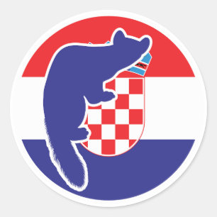 Pegatina Redonda Bandera nacional de animales de Croacia