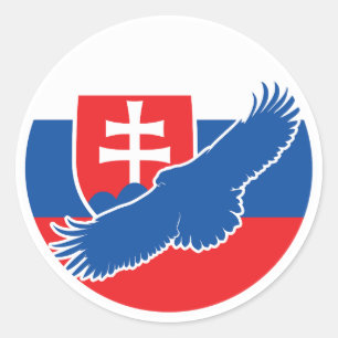 Pegatina Redonda Bandera nacional de animales de Eslovaquia Águila
