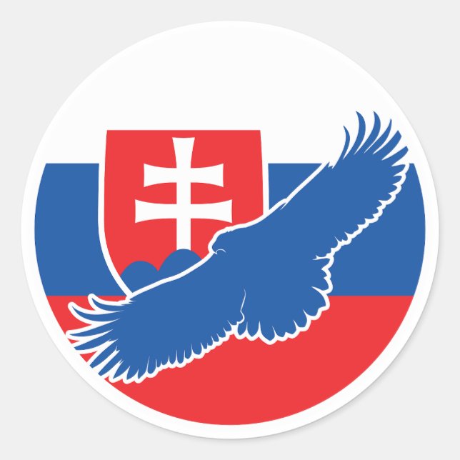 Pegatina Redonda Bandera nacional de animales de Eslovaquia Águila  (Anverso)
