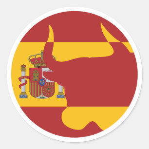 Pegatina Redonda Bandera nacional de animales de España Taurus