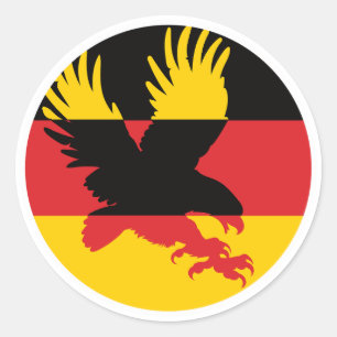 Pegatina Redonda Bandera nacional de animales de la Alemania del ág