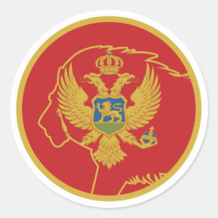 Pegatina Redonda Bandera nacional de animales de Montenegro