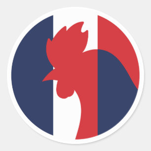 Pegatina Redonda Bandera nacional de animales galos de Francia