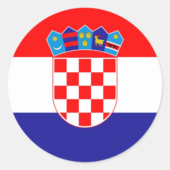 Pegatina Redonda Bandera nacional de Croacia Zastava Hrvatske (Anverso)