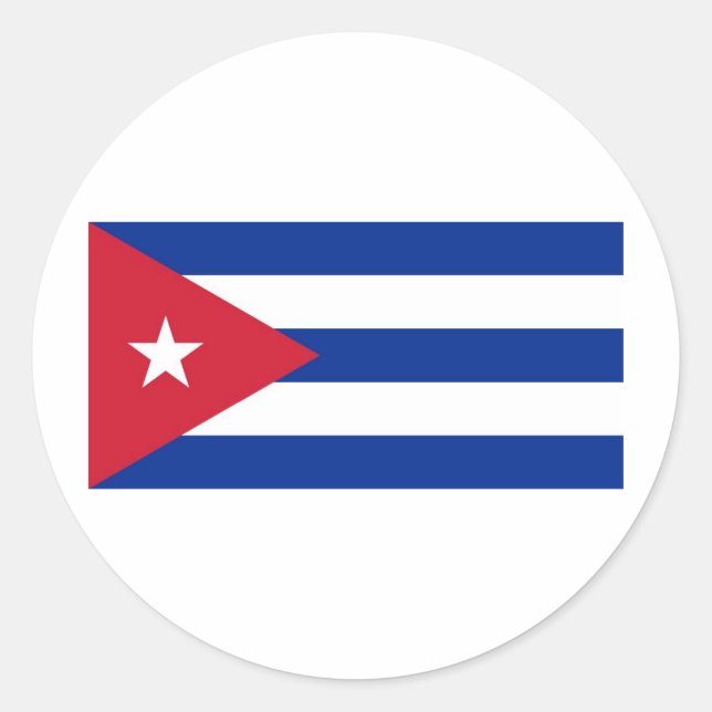 Pegatina Redonda Bandera nacional de Cuba (Anverso)