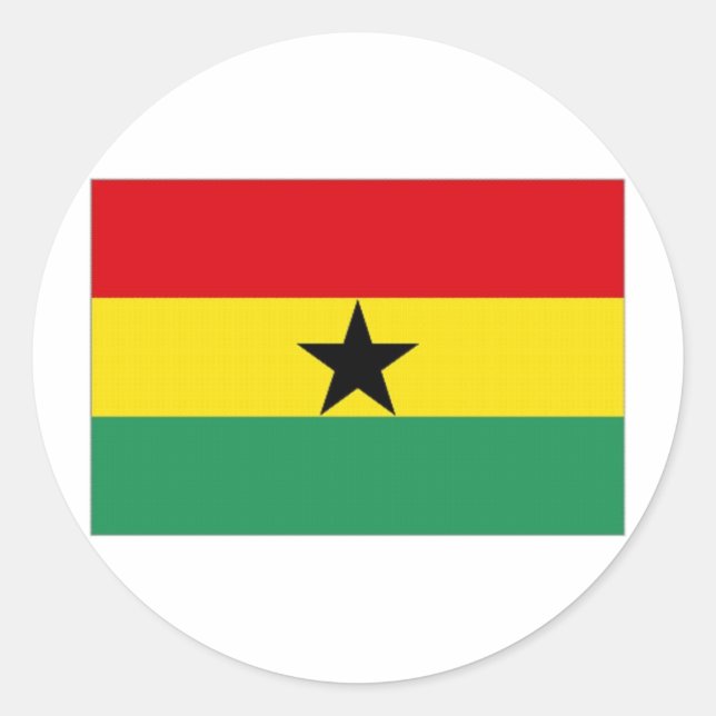Pegatina Redonda Bandera nacional de Ghana (Anverso)