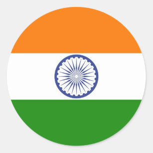 Pegatina Redonda Bandera nacional de la India Ashoka Chakra