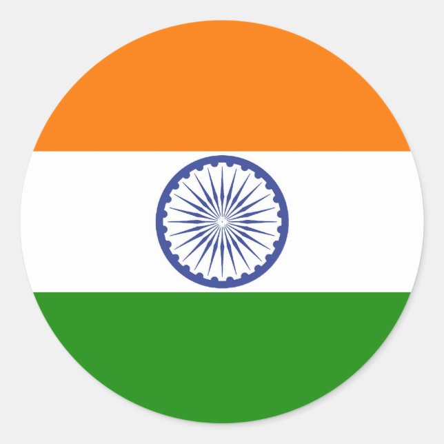 Pegatina Redonda Bandera nacional de la India Ashoka Chakra (Anverso)