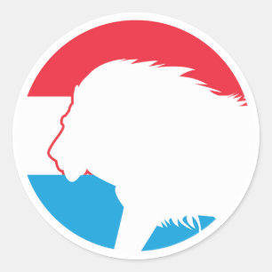 Pegatina Redonda Bandera nacional de los animales de Luxemburgo