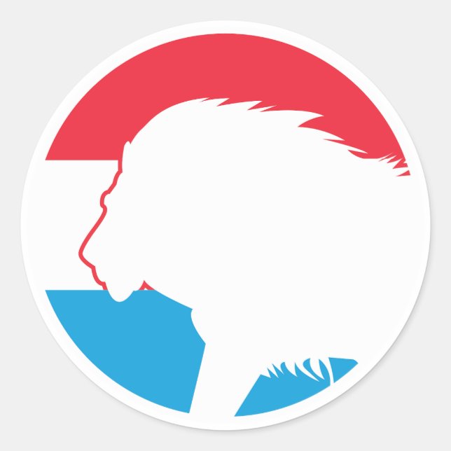 Pegatina Redonda Bandera nacional de los animales de Luxemburgo (Anverso)