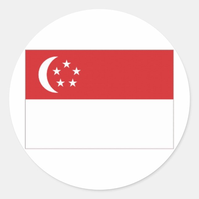 Pegatina Redonda Bandera nacional de Singapur (Anverso)