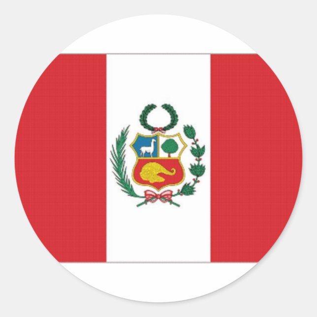 Pegatina Redonda Bandera Nacional del Perú (Anverso)