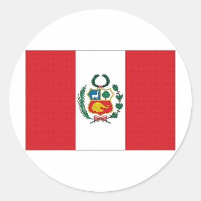 Pegatina Redonda Bandera Nacional del Perú (Anverso)