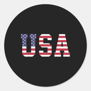 Pegatina Redonda Bandera Nacional Estadounidense De Estados Unidos 