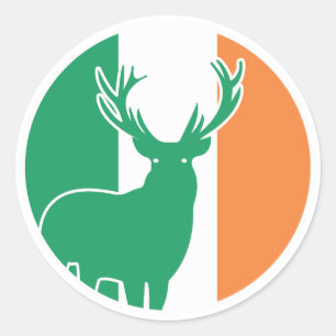 Pegatina Redonda Bandera nacional irlandesa Red deer