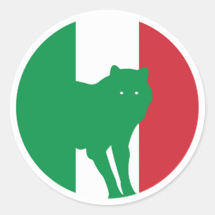 Pegatina Redonda Bandera nacional italiana del lobo de Italia