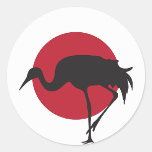 Pegatina Redonda Bandera nacional japonesa de grano de Japón