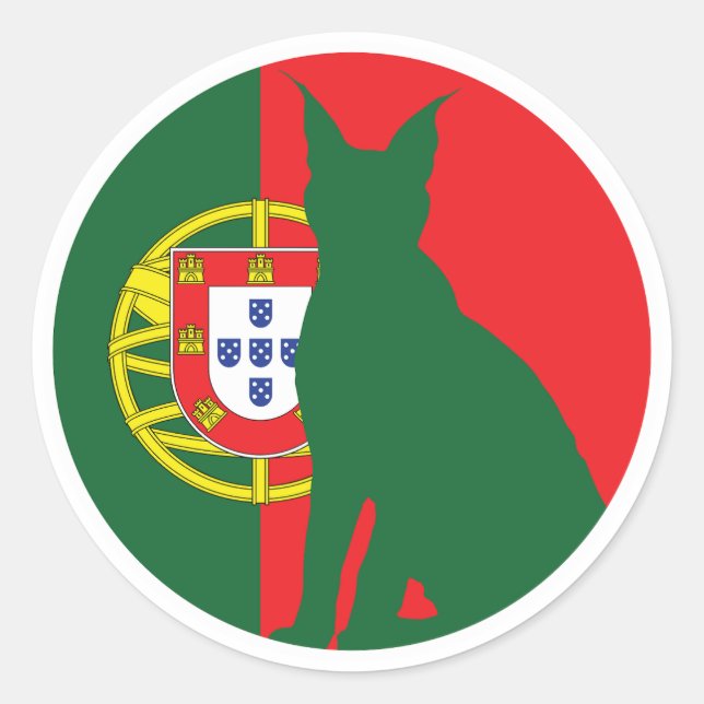 Pegatina Redonda Bandera nacional portuguesa Lynx Portugal (Anverso)
