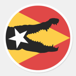 Pegatina Redonda Bandera nacional timorense del cocodrilo de Timor