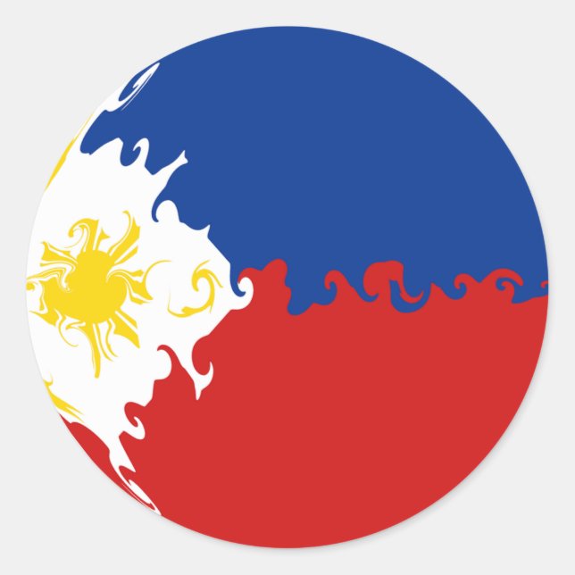 Pegatina Redonda Bandera nativa de Filipinas (Anverso)