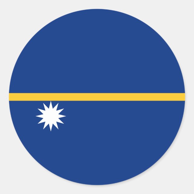 Pegatina Redonda Bandera nauruana, bandera de Nauru (Anverso)
