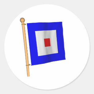 Pegatina Redonda Bandera náutica 'W'