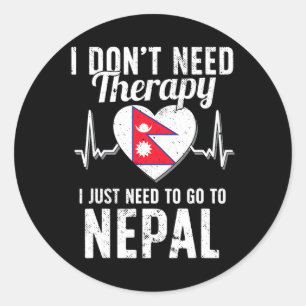 Pegatina Redonda Bandera nepalesa I Bandera de Nepal I Vacaciones N