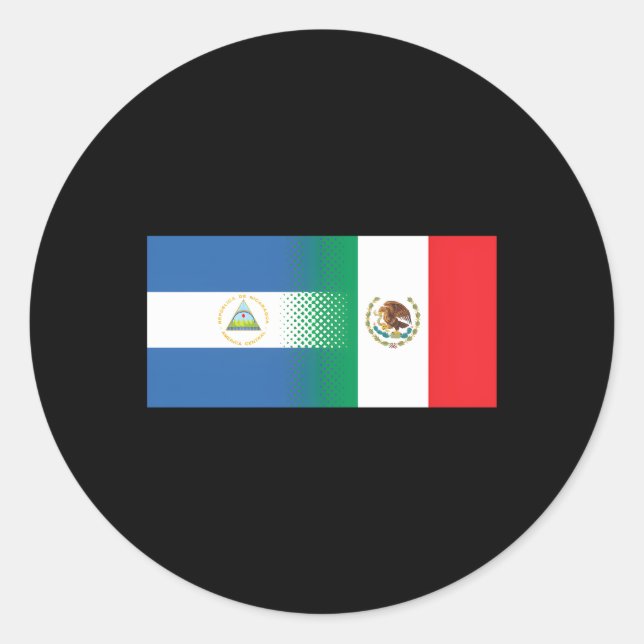 Pegatina Redonda Bandera nicaragüense mexicana Nicaragua (Anverso)