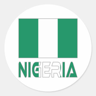 Pegatina Redonda Bandera nigeriana y Nigeria