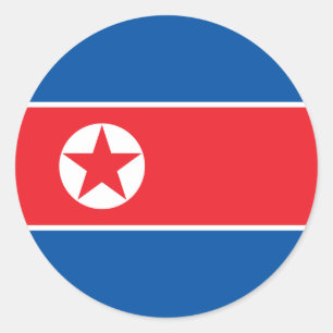 Pegatina Redonda Bandera norcoreana, bandera de Corea del Norte