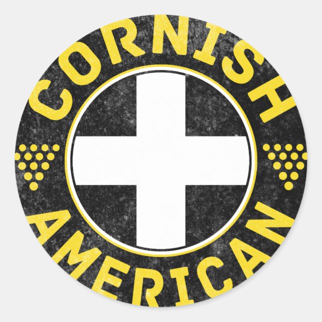 Pegatina Redonda Bandera norteamericana de Cornish (Anverso)