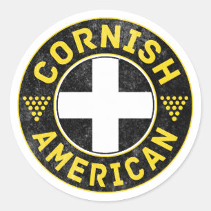Pegatina Redonda Bandera norteamericana de Cornish