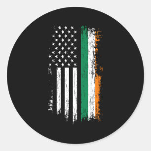 Pegatina Redonda Bandera Norteamericana Irlandesa Orgullo Irlanda E