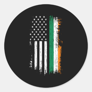 Pegatina Redonda Bandera Norteamericana Irlandesa Orgullo Irlanda E