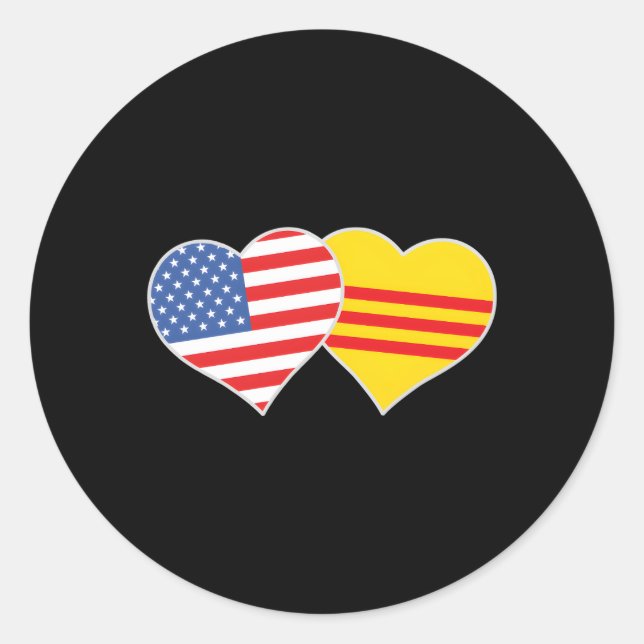 Pegatina Redonda Bandera Norteamericana Vietnamita Usa Bandera De V (Anverso)