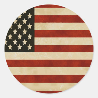Pegatina Redonda Bandera norteamericana vintage rusa