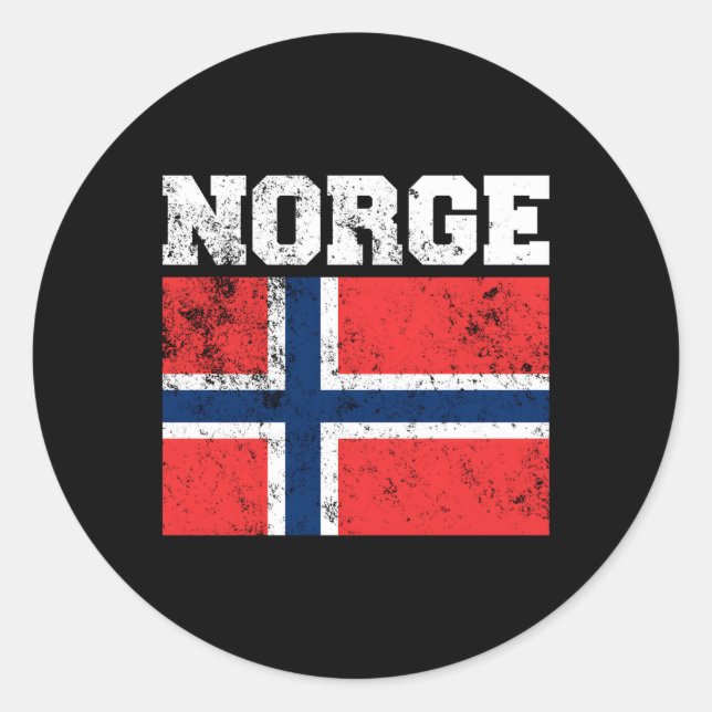 Pegatina Redonda Bandera noruega (Anverso)