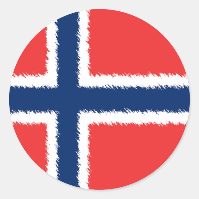 Pegatina Redonda Bandera noruega (Anverso)